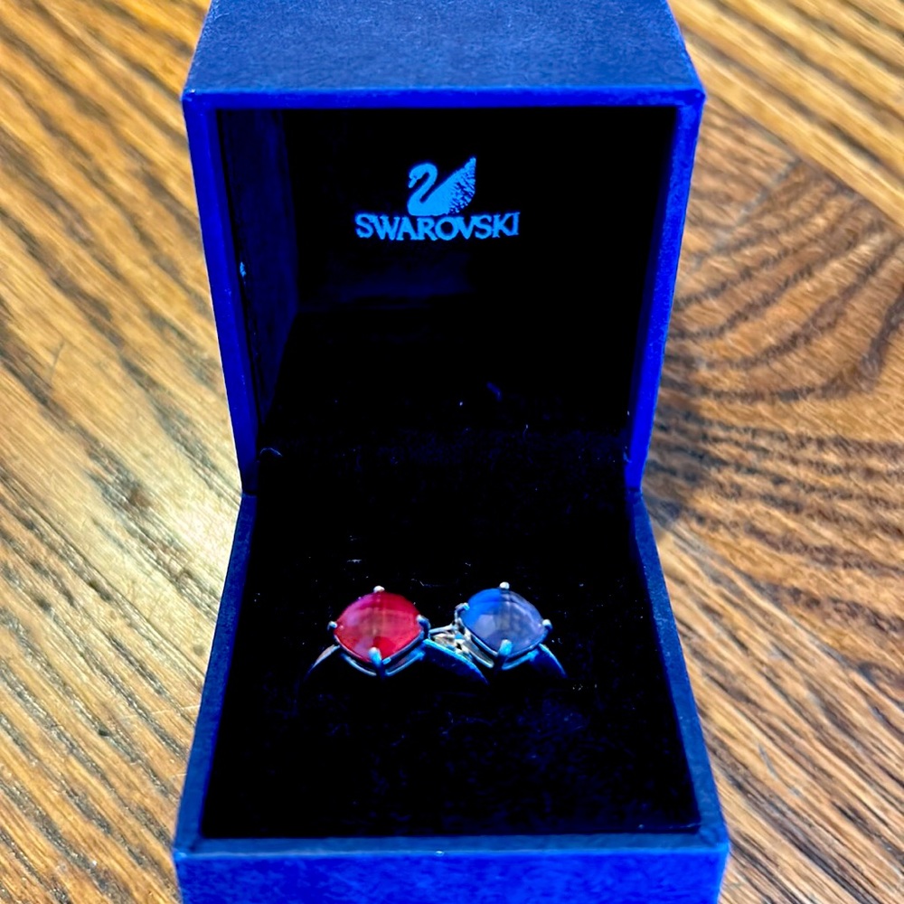 Swarovski Rings - Set of 2, Pink and Purple